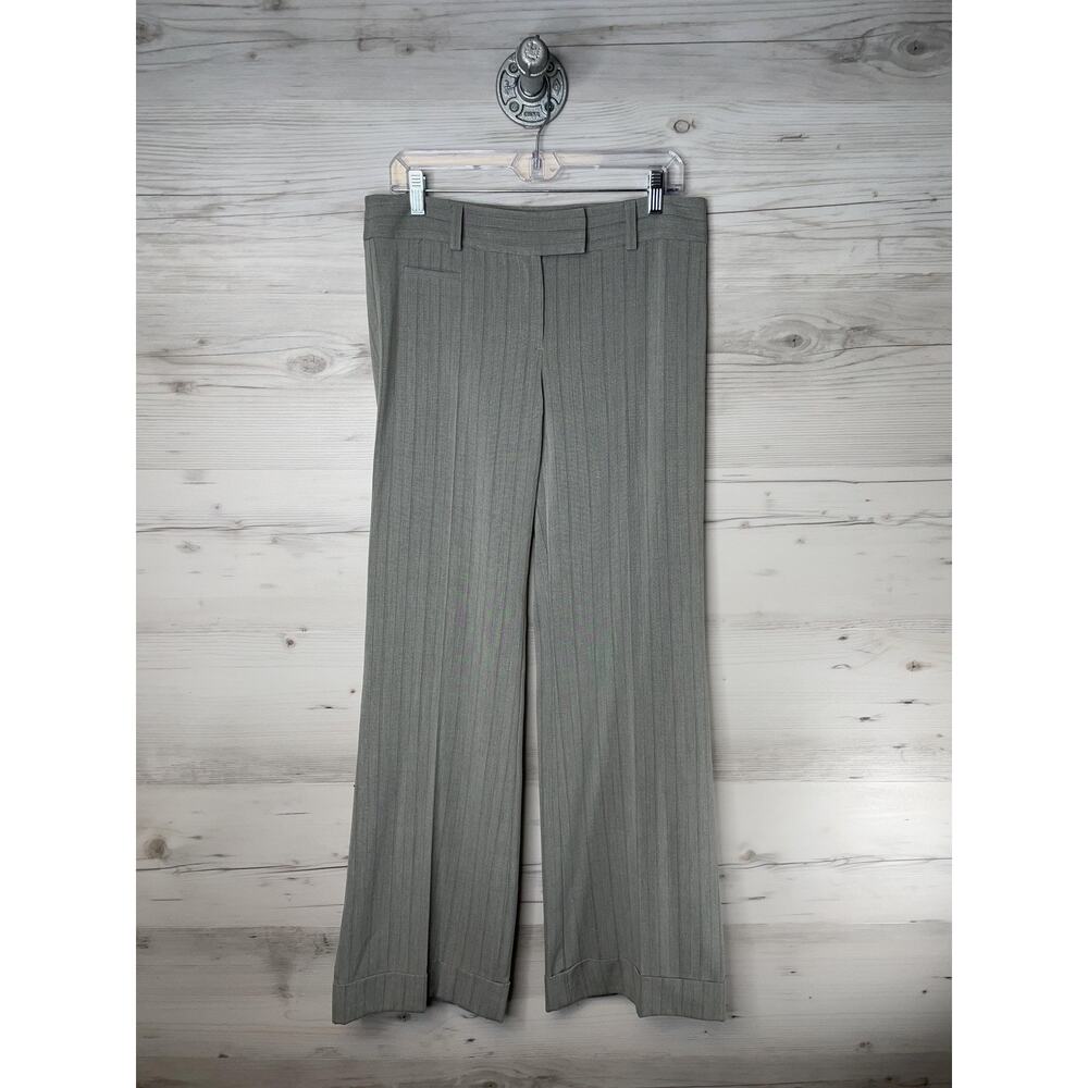 BCBGMAXAZRIA Womens 8 Heather Grey Smoke Career Pinstripe Cuffed Pants Z0B20150